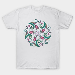 Tulips pattern pink flowers T-Shirt